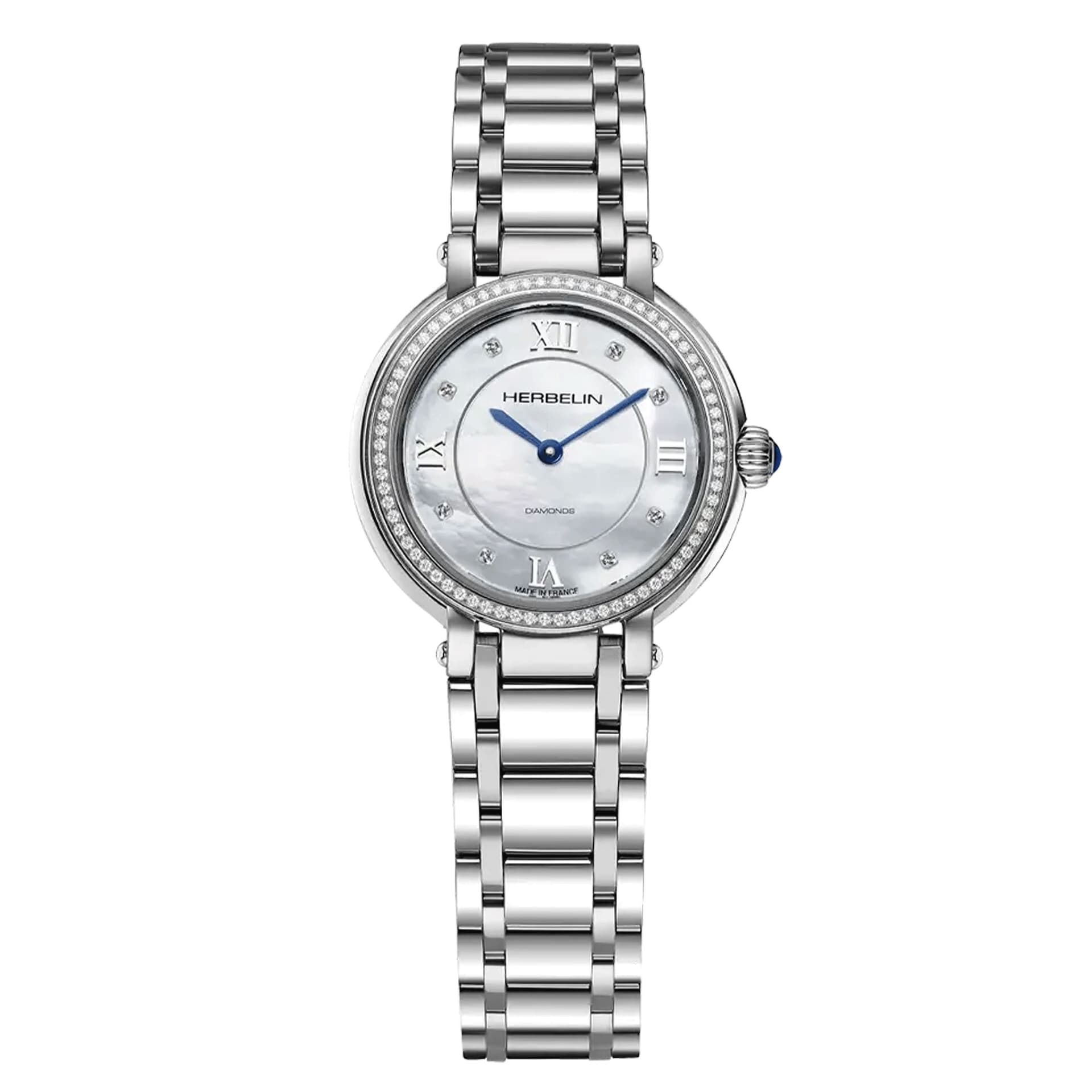 Michel Herbelin Montre Herbelin Galet Diamants quartz cadran nacre bracelet acier 28 mm