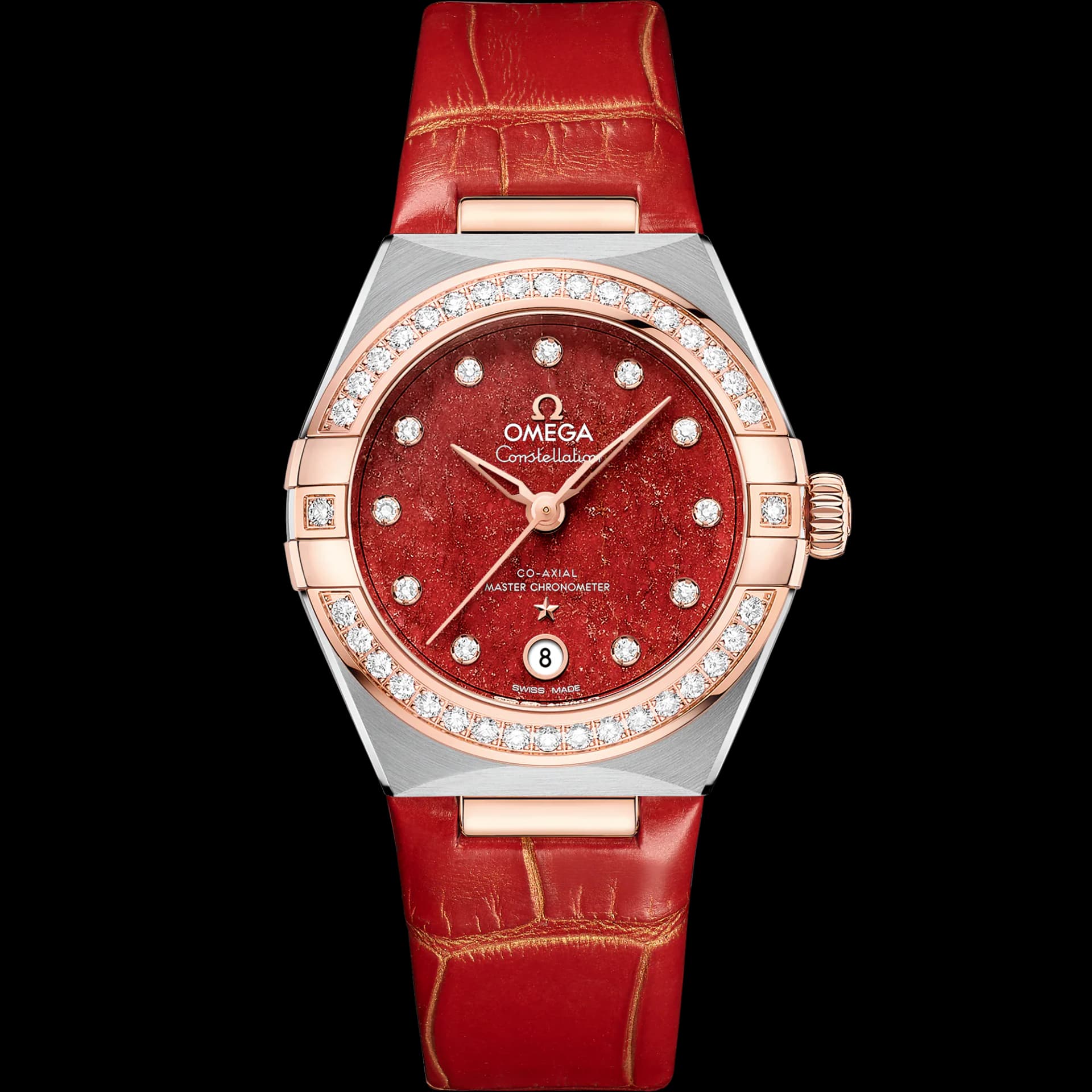 Omega Constellation 29 mm, acier - or « Sedna™ » sur bracelet en cuir