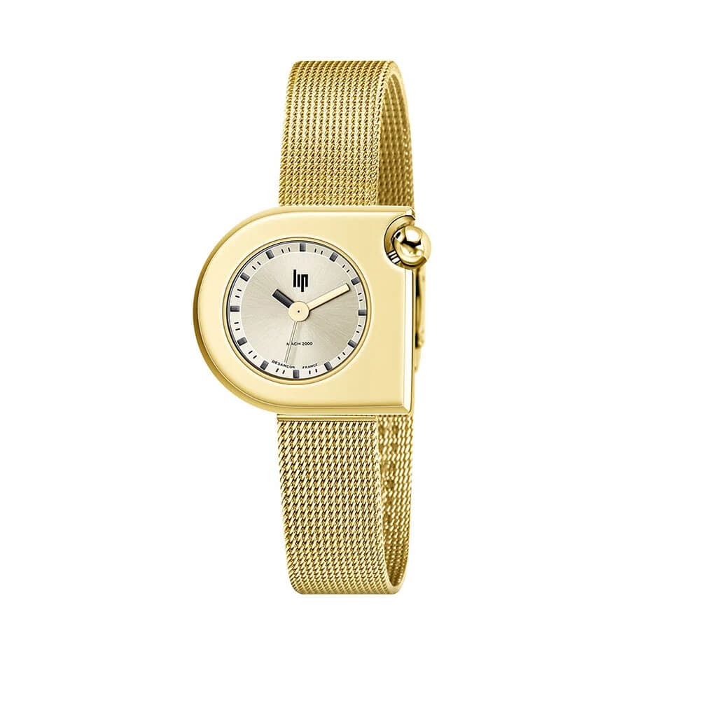 Lip Montre Lip Mach 2000 Mini - - cadran Doré- 30 x 28 mm - Acier PVD Doré -671168