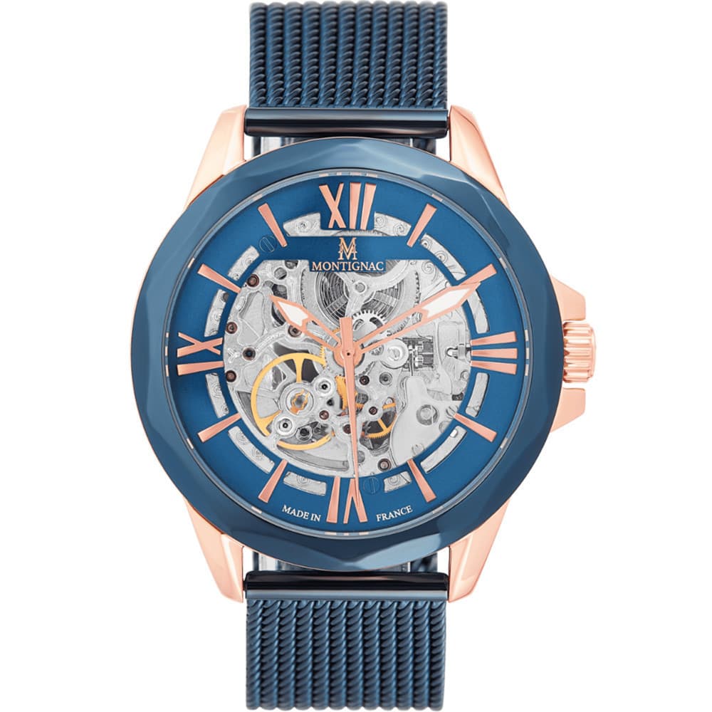 Montignac Montre Automatique Montignac en Acier et PVD Bleu