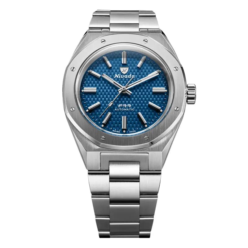 Nivada Grenchen Montre F77 41 Blue No Date 68041A77B
