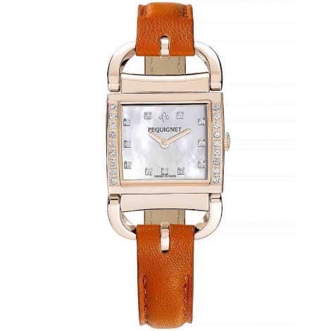 Pequignet E. Montre Pequignet Attellage Quartz - Cadran Nacre Blanc - Bracelet Orange - 5896509CD-CO