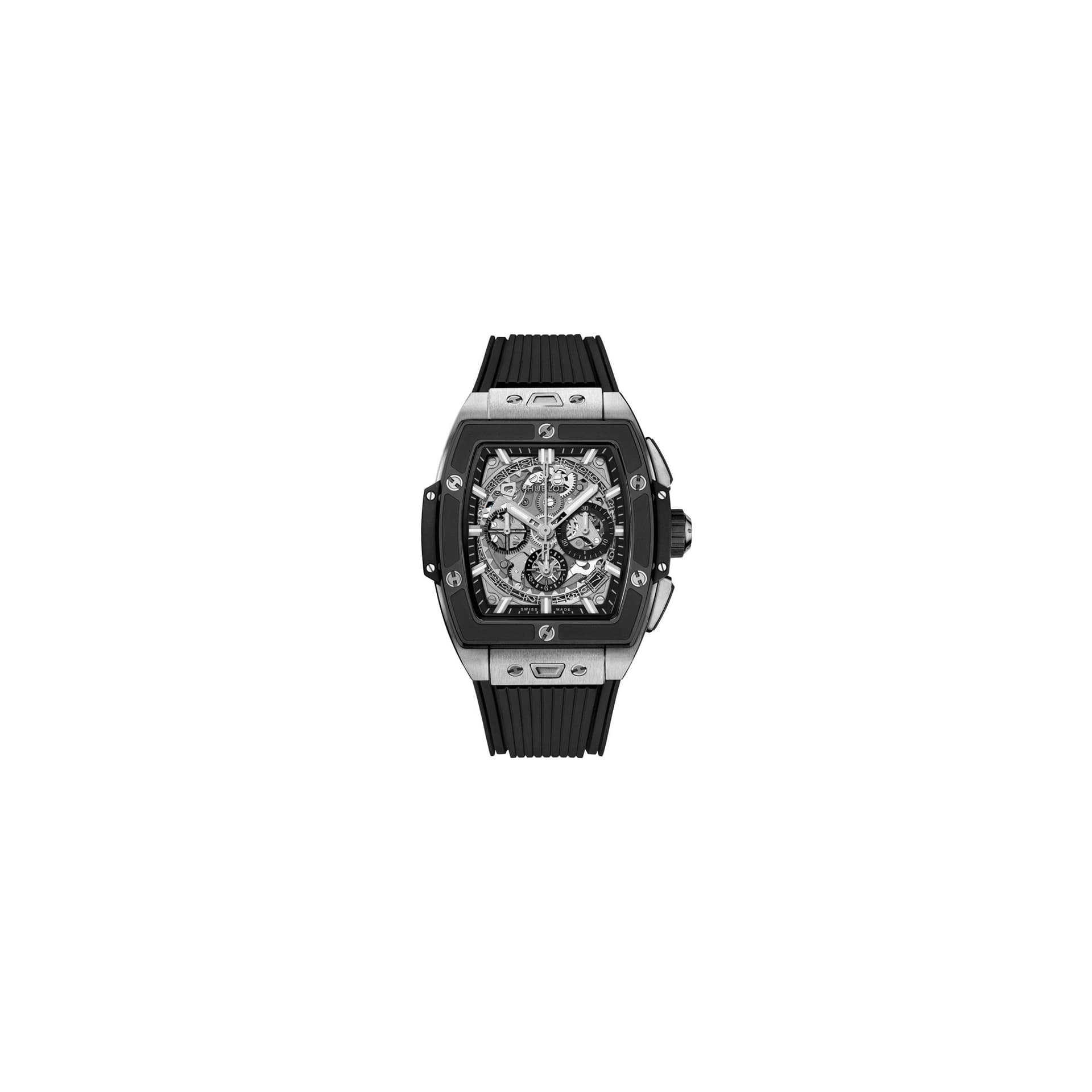 Hublot Montre Hublot Spirit of Big Bang Titanium Ceramic automatique cadran squelette bracelet caoutchouc noir 42 mm