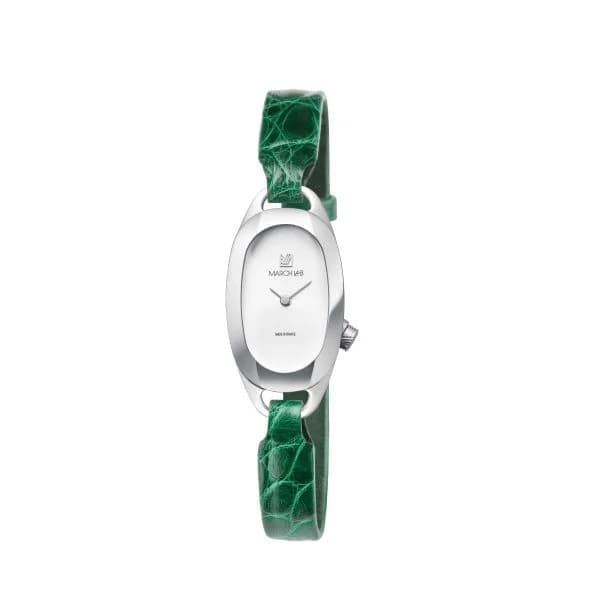 March LA.B Montre MARCH LA.B Oblongue Acier White Bracelet Alligator