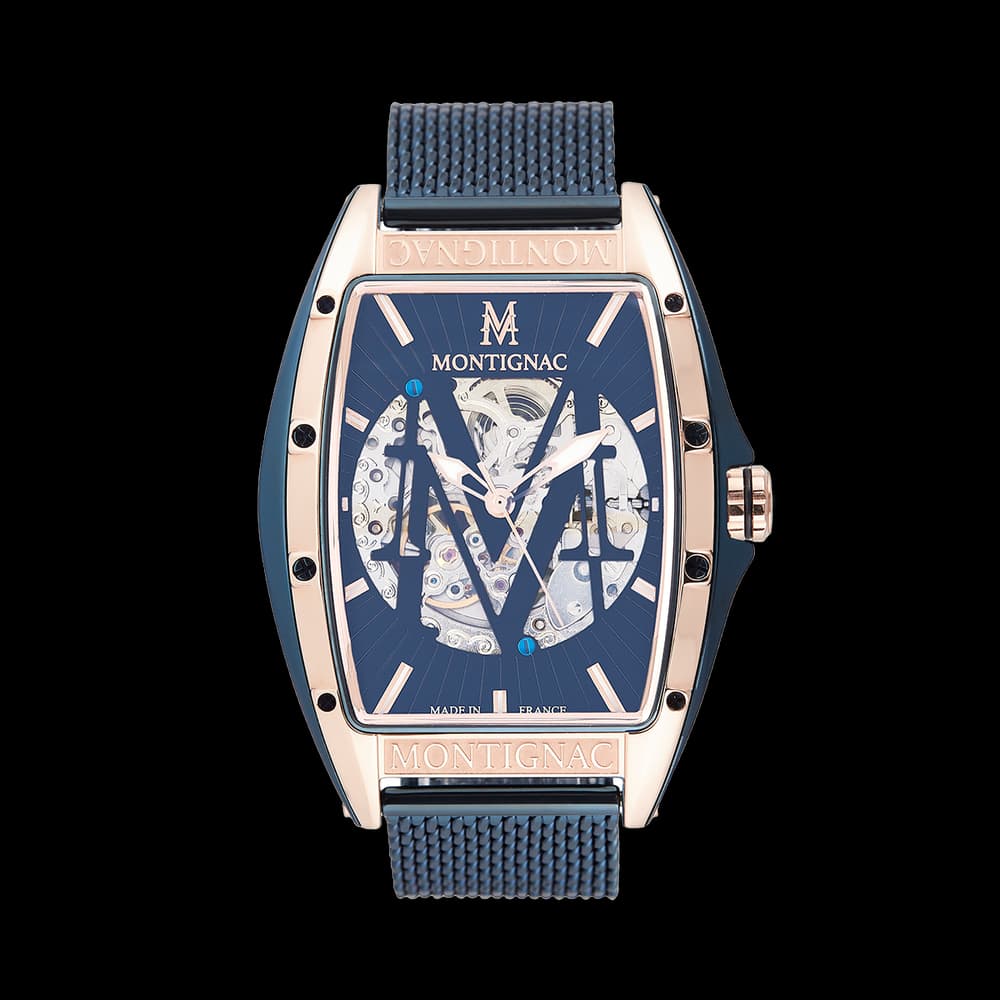 Montignac Montre automatique Homme Tonneau Bleu
