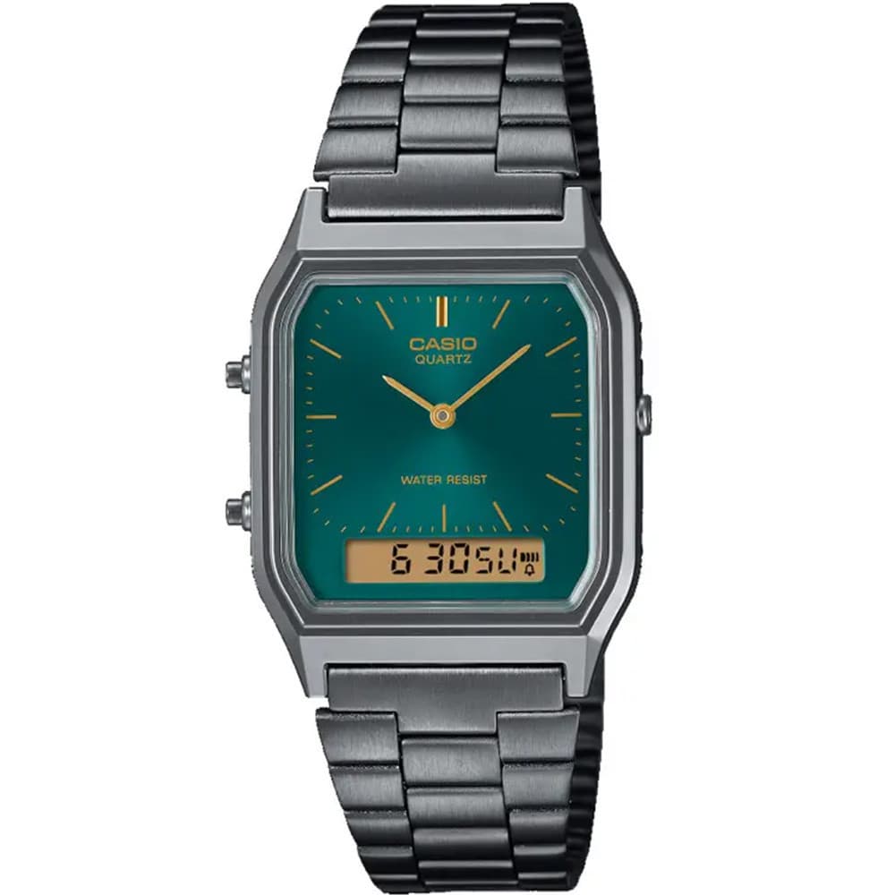 Casio Collection Vintage — boîtier résine/chromé noir