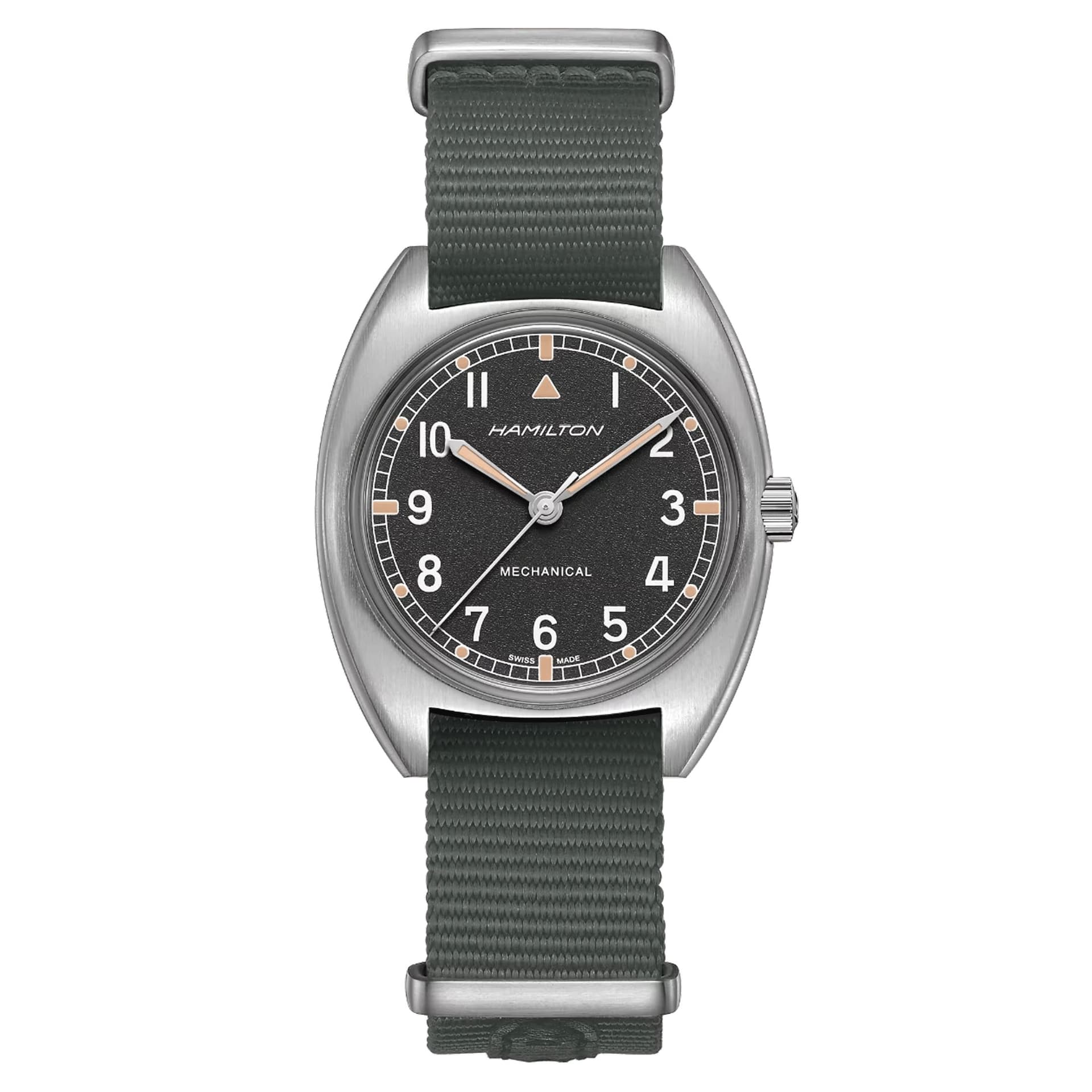 Hamilton Montre Hamilton Khaki Aviation Pilot Pioneer Mechanical Cadran Noir Bracelet Textile 36 mm x 33 mm