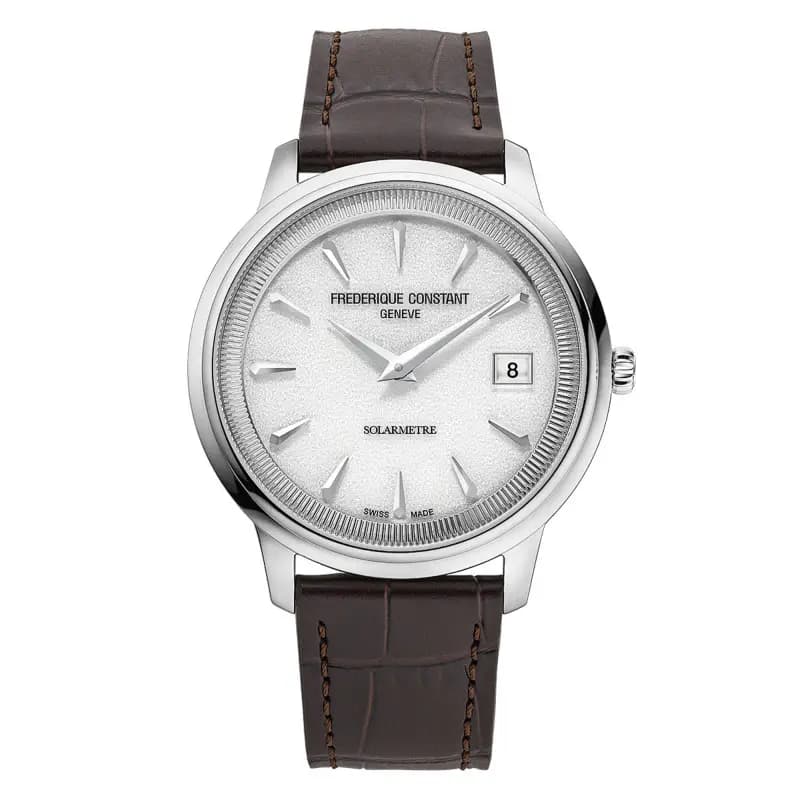 Frédérique Constant Montre Frédérique Constant Classics Moneta Solarmetre Quartz Solaire Cadran Blanc Bracelet Cuir - FC-120W3S6