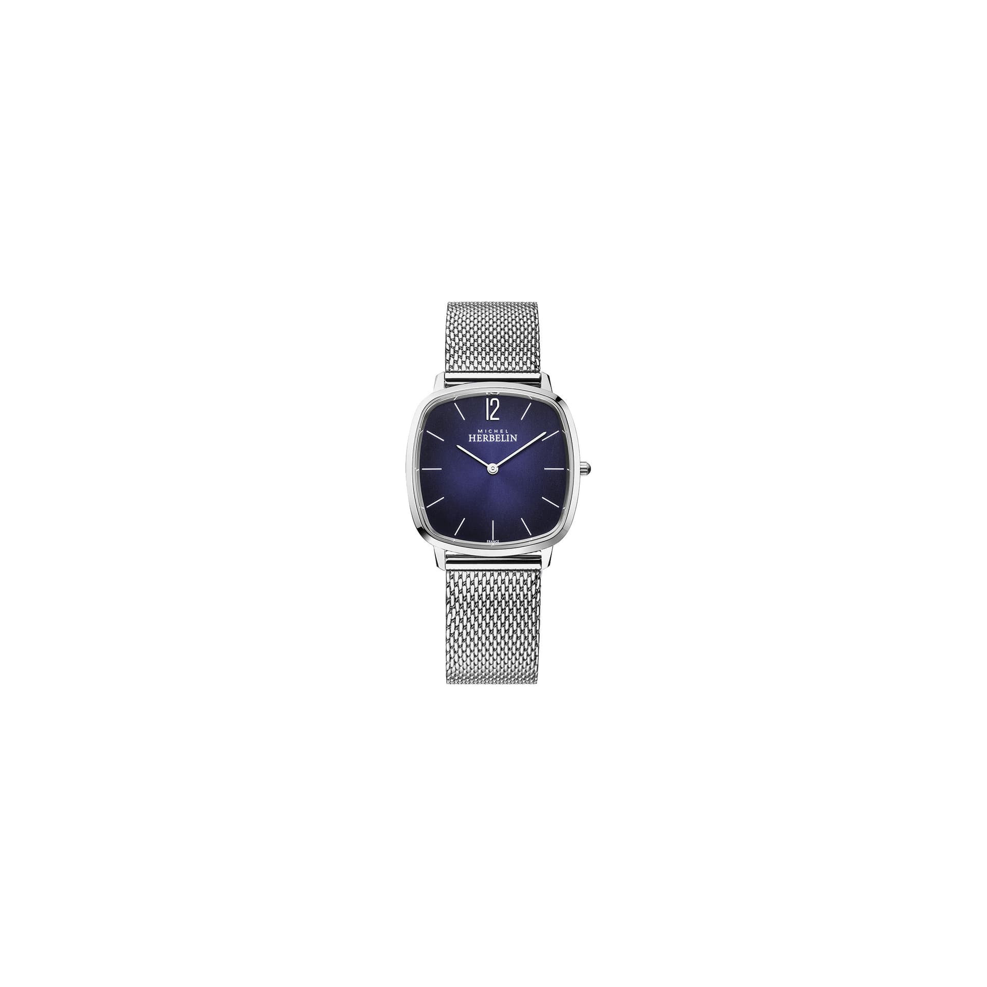 Michel Herbelin Montre Michel Herbelin City quartz cadran violet bracelet acier maille milanaise 36 mm