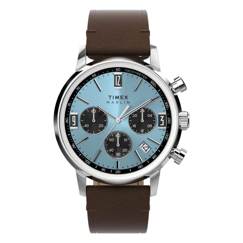Timex Montre Marlin Chronograph Tachymeter 40mm Leather Strap Watch TW2Y66600