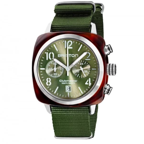Briston Montre Briston Clubmaster Classic Acétate Bracelet Nato Vert Olive