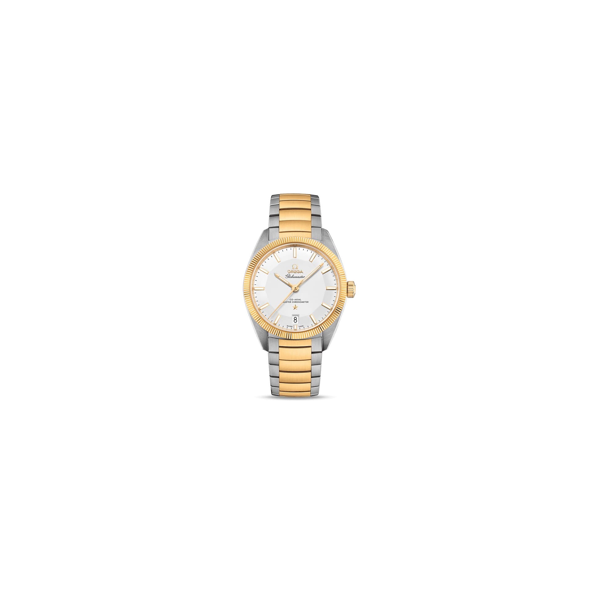 Omega Montre Omega Constellation Globemaster Co-Axial Master Chronometer cadran argent bracelet acier et or 39 mm