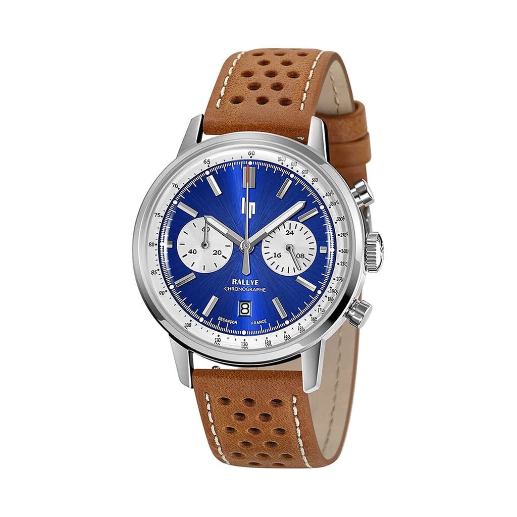 Lip Montre Lip Rallye Chrono Méca-Quartz - Homme - cadran Bleu- 39 mm - Acier inoxydable - 671807