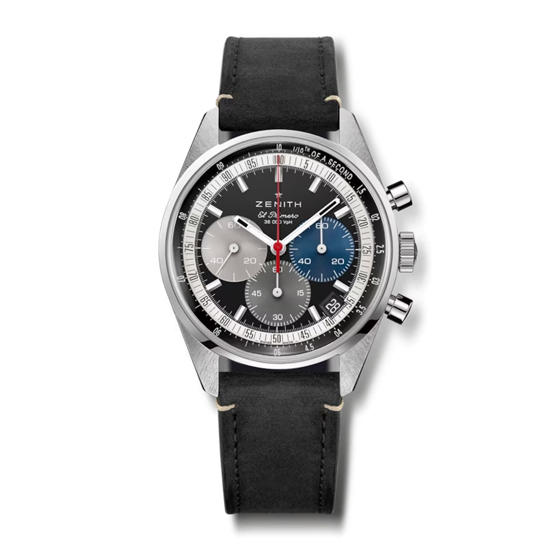 Zenith Montre Zenith Chronomaster Original El Primero cadran noir bracelet cuir noir 38 mm