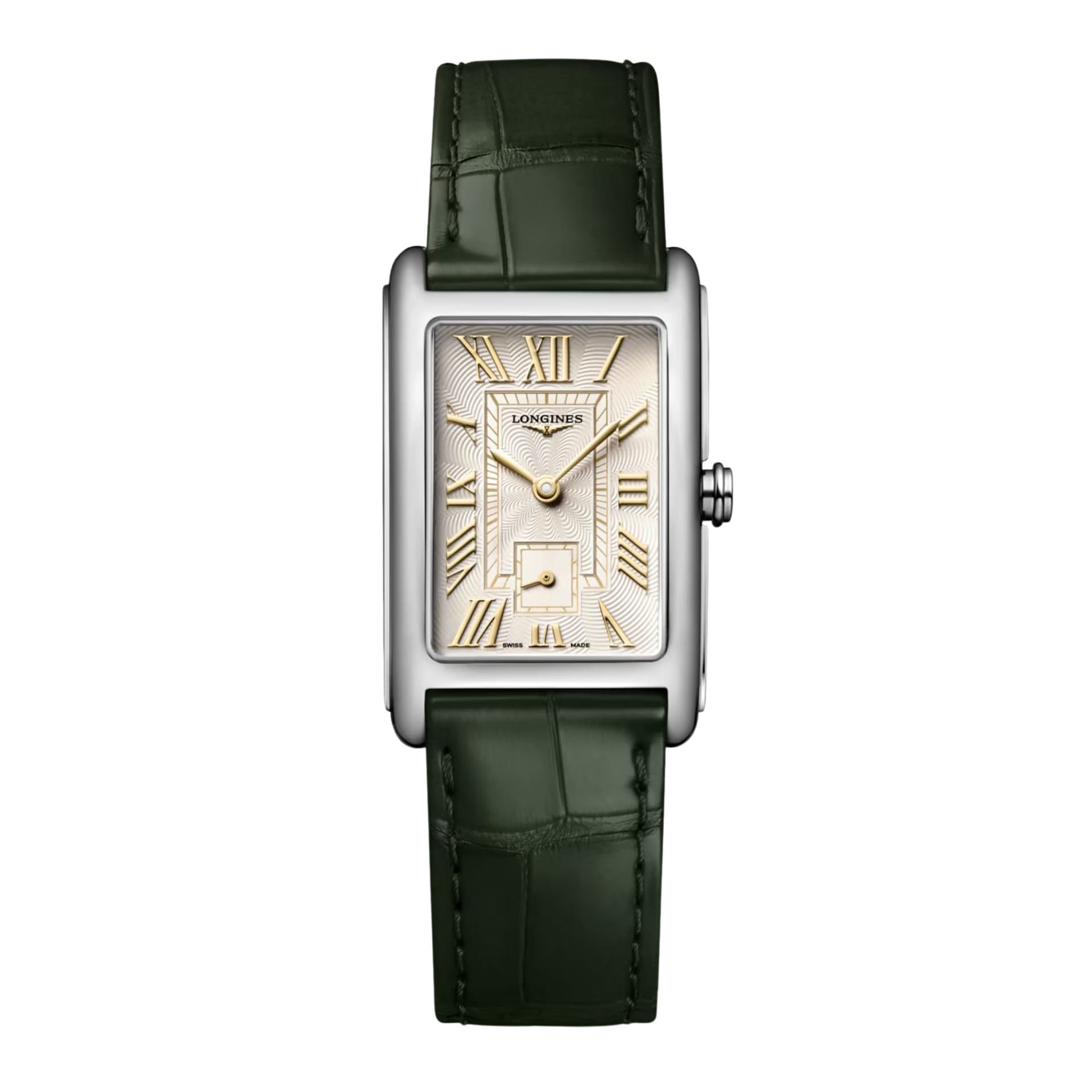 Longines Montre Longines DolceVita quartz cadran doré ivoire bracelet cuir alligator 23,30 x 37 mm