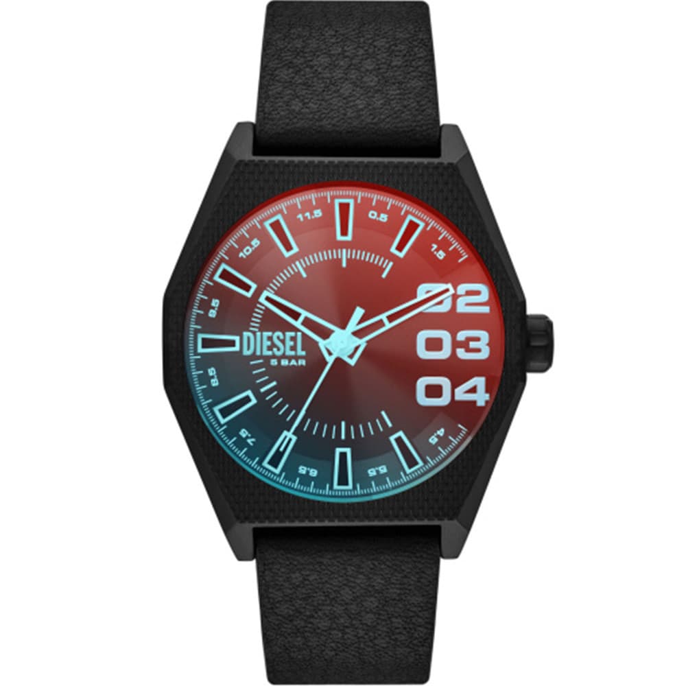 Diesel Montre Diesel Collection Scraper en Cuir Noir
