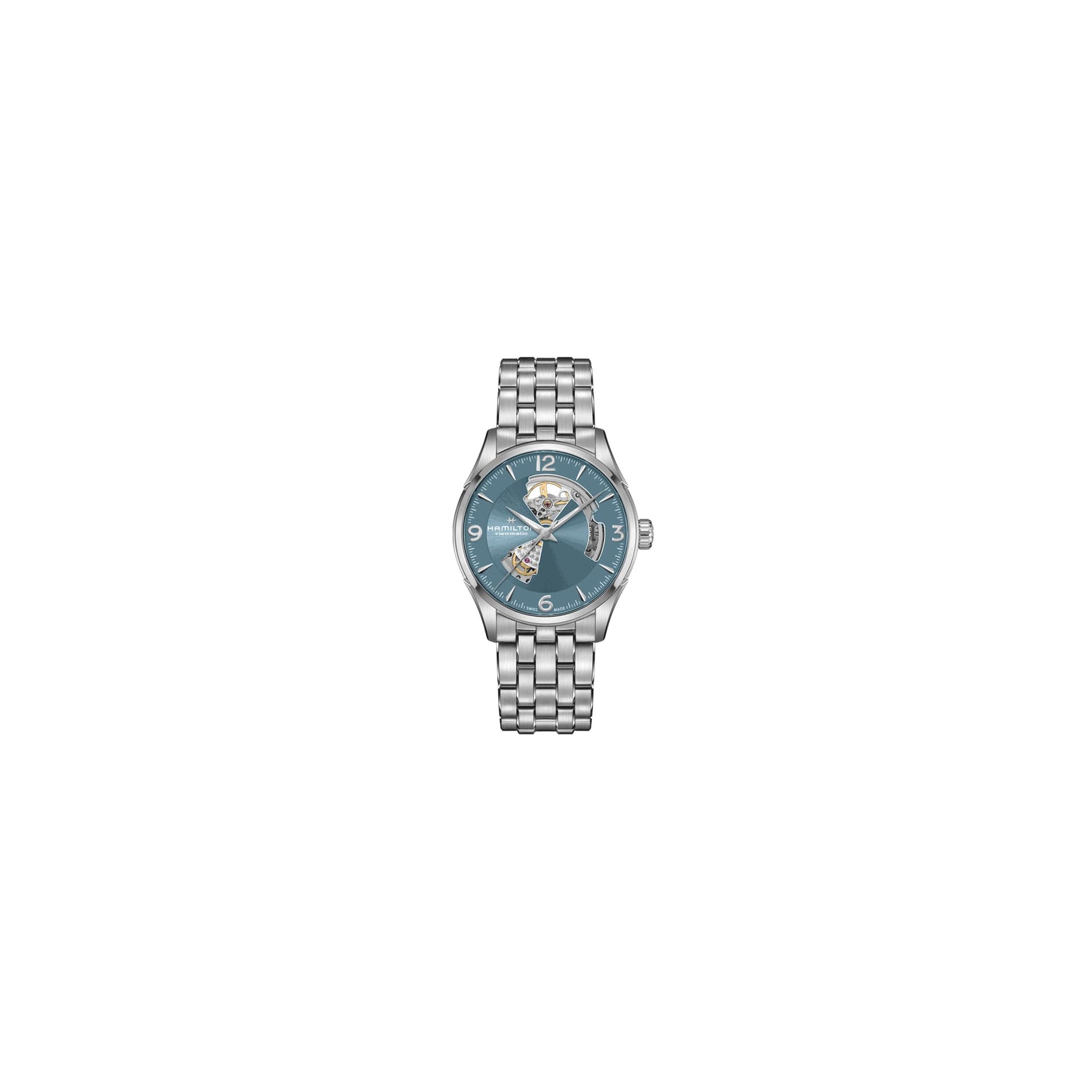 Hamilton Montre Hamilton Jazzmaster Open Heart automatique cadran bleu bracelet acier 42 mm