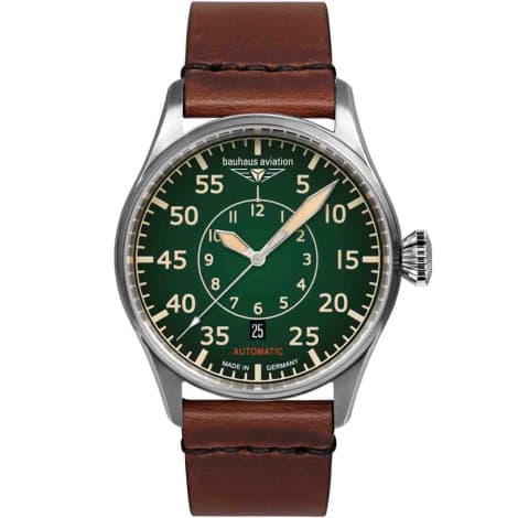 Bauhaus Montre Bauhaus Aviation Flight Control Automatique Cadran Vert Bracelet Cuir - 27564