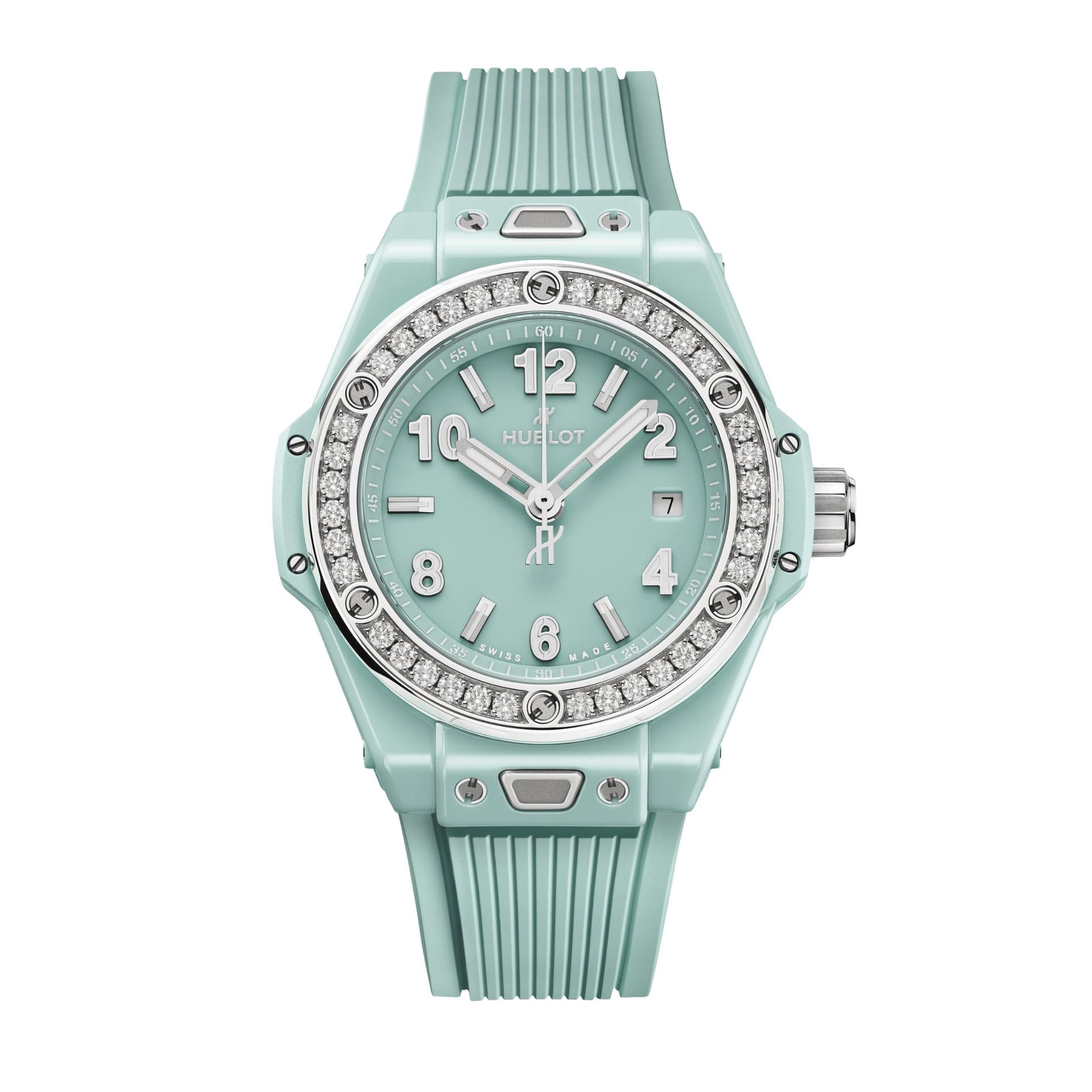 Hublot One Click Mint Green Ceramic Diamonds