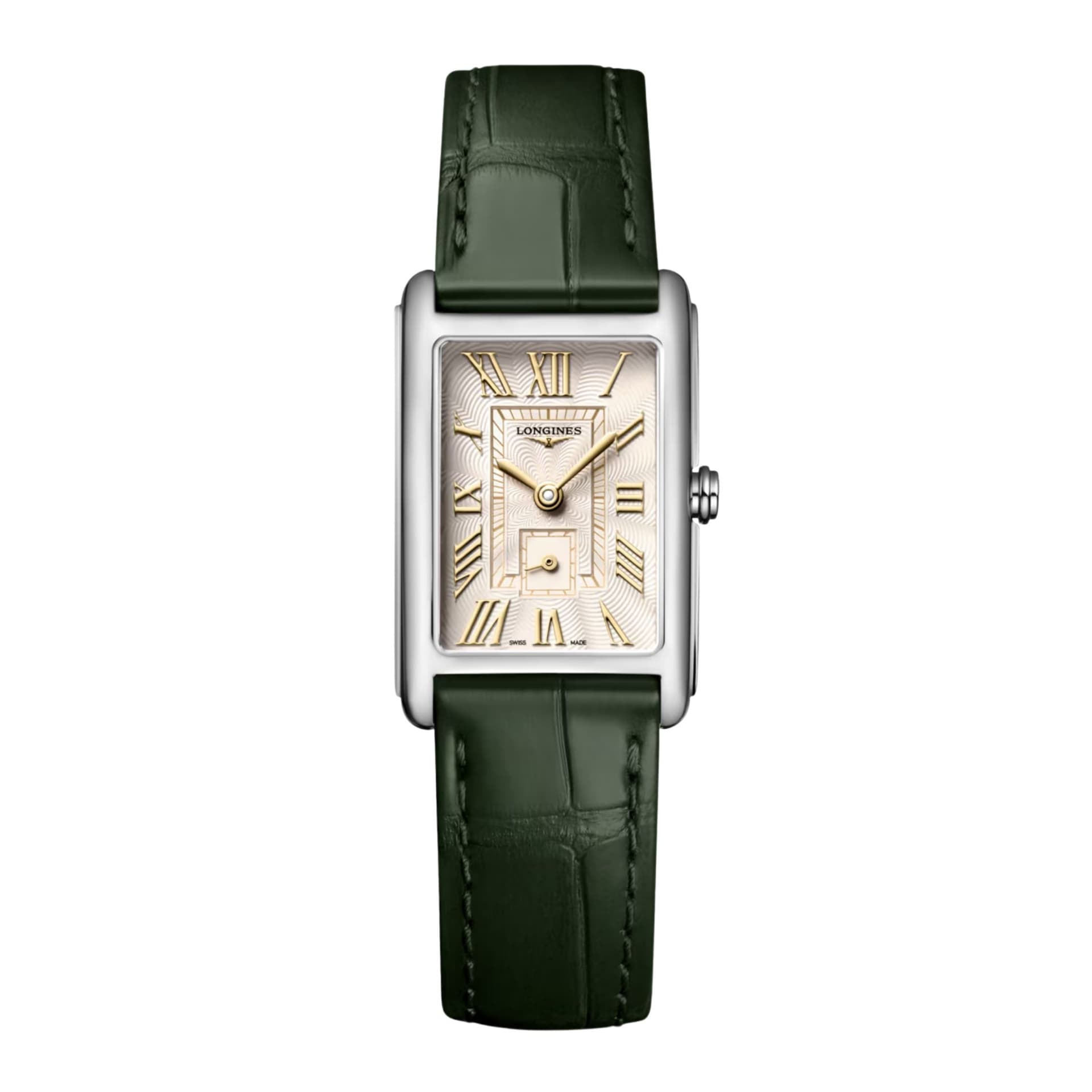 Longines Montre Longines DolceVita quartz cadran doré ivoire bracelet cuir alligator 20,80 x 32 mm