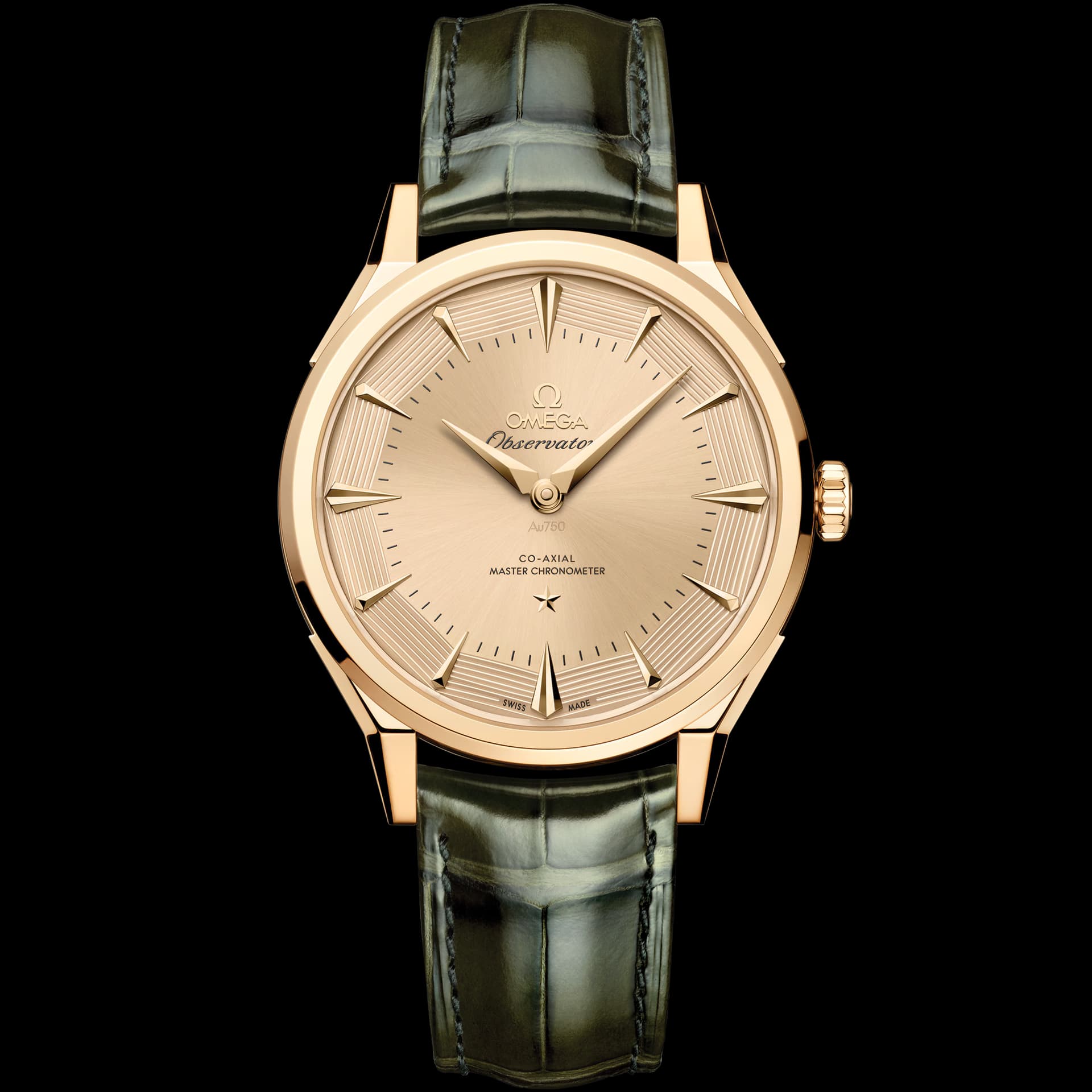 Omega Constellation 39,4 mm, or Moonshine™ sur alligator