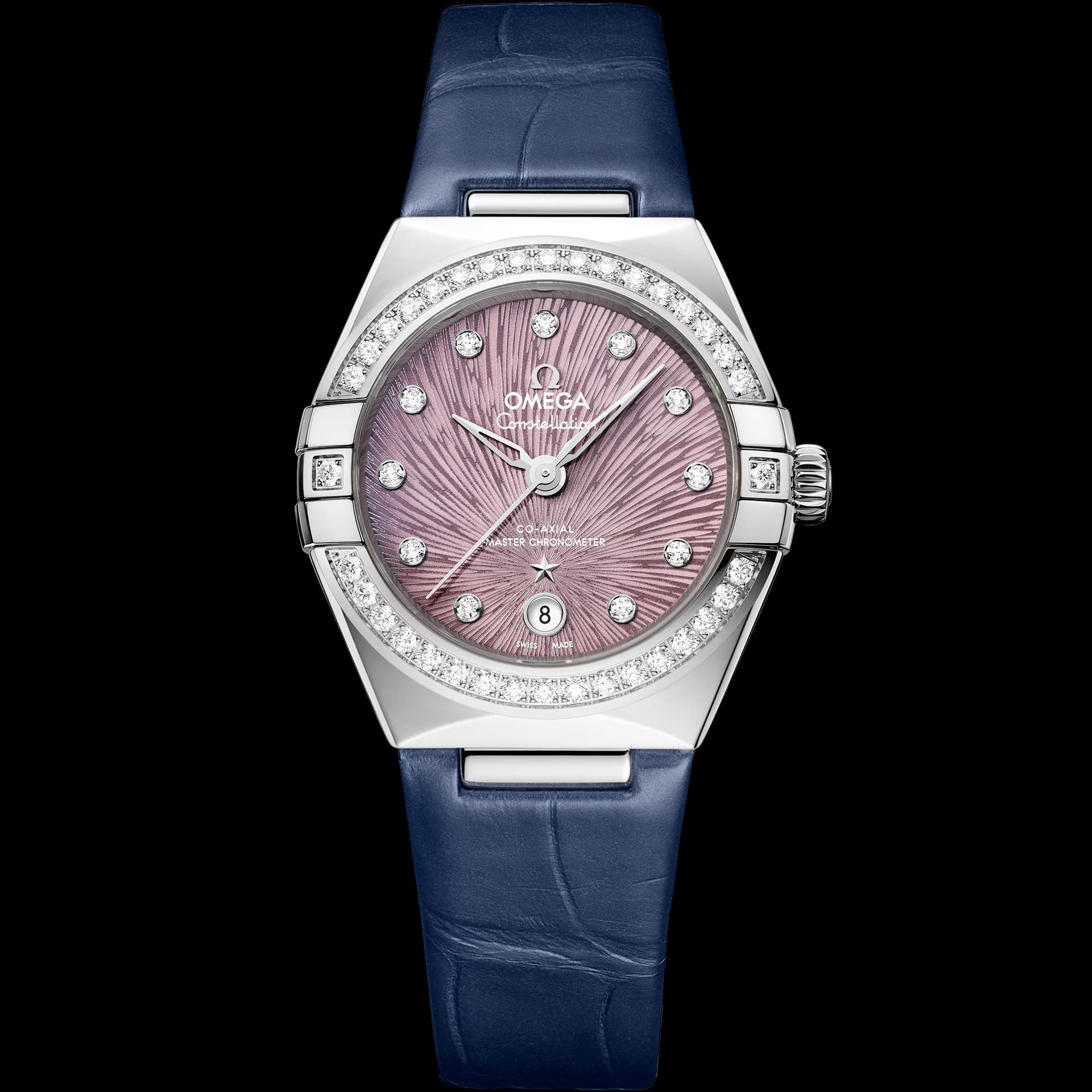 Omega Constellation 29 mm, acier sur alligator
