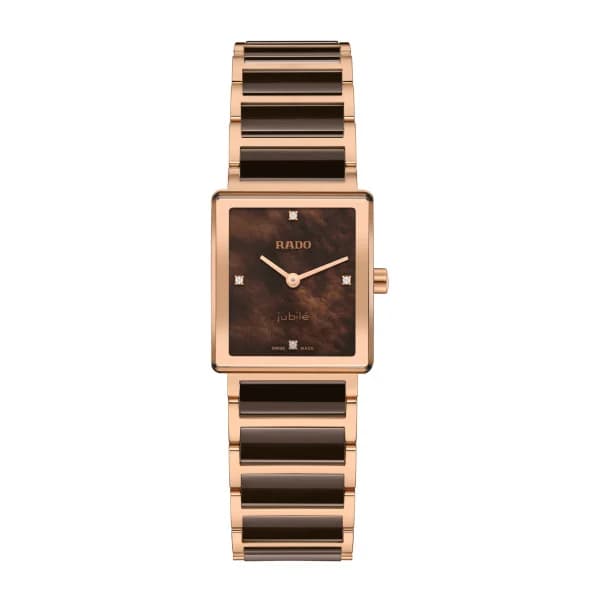 Rado Montre Rado Integral Diamonds Quartz Cadran Brun Bracelet Brun