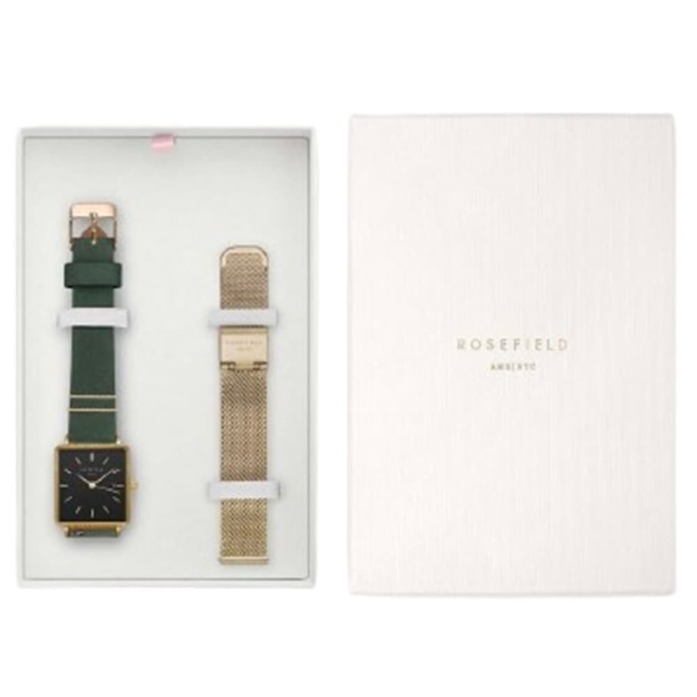 Rosefield Montre Rosefield the Boxy en Cuir Noir