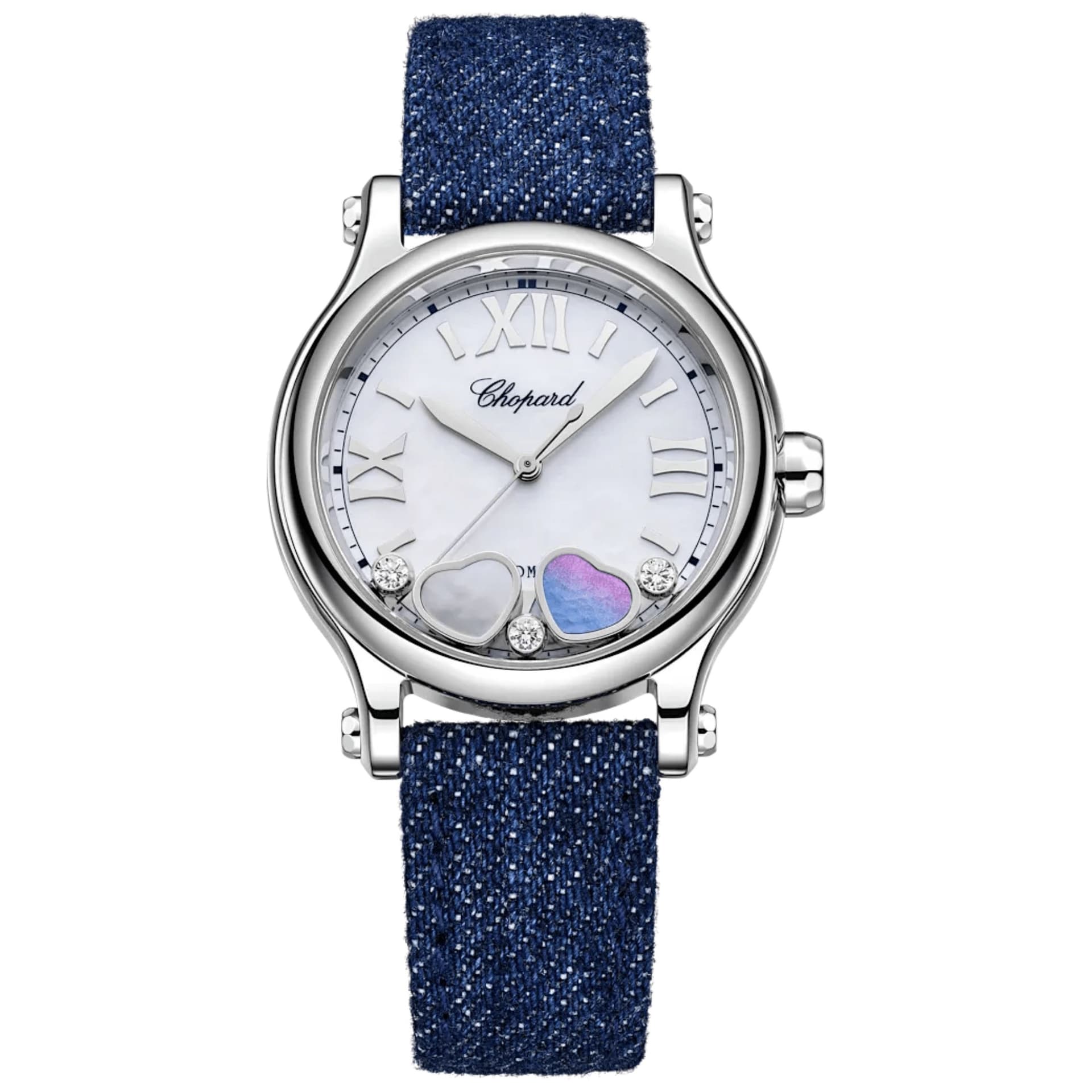 Chopard Montre Chopard Happy Hearts automatique cadran nacre bracelet denim 33 mm