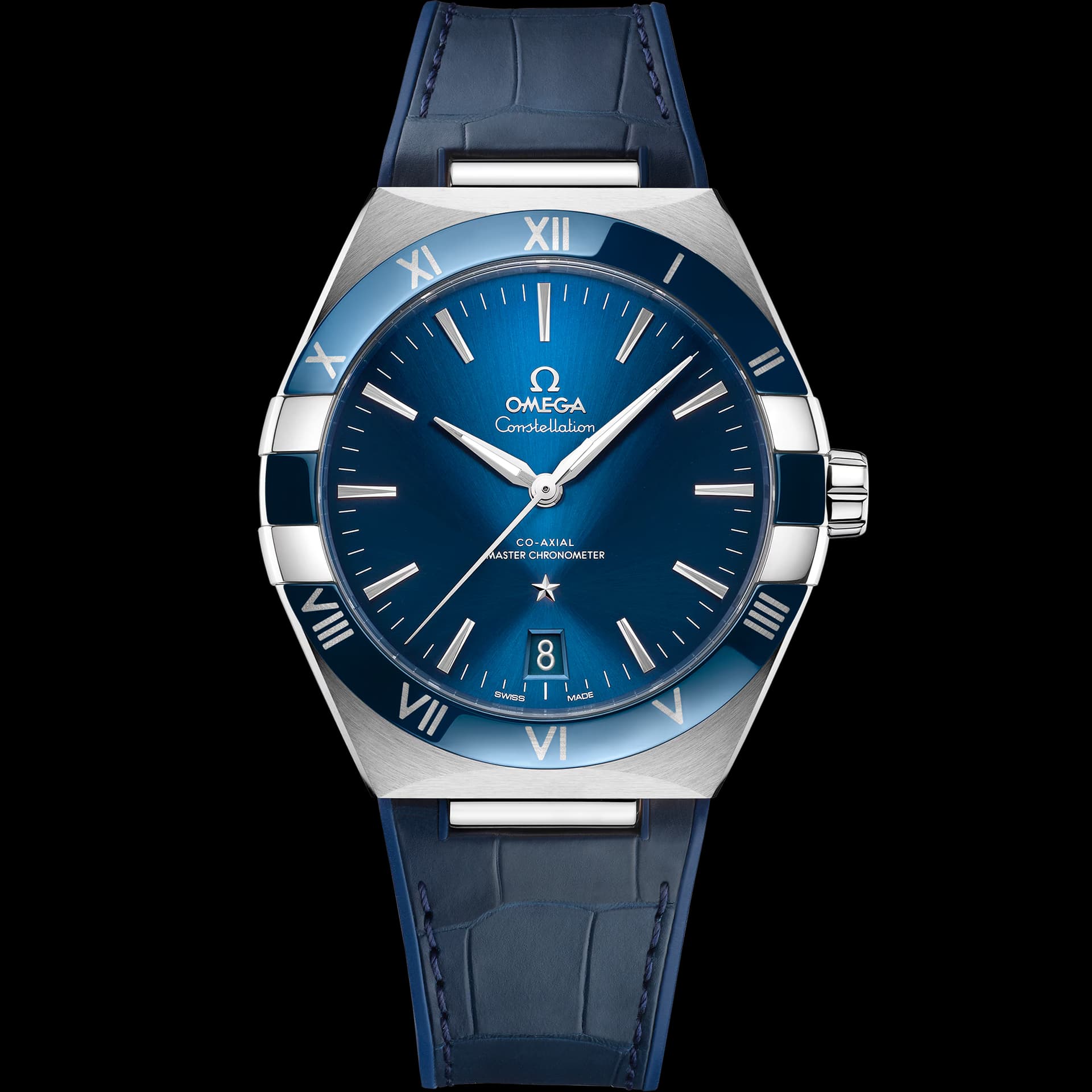 Omega Constellation 41 mm, acier sur bracelet en cuir