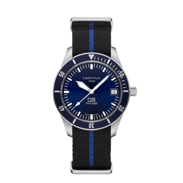 Certina Montre Certina DS PH100M 40,5mm Gent Cadran Bleu Bracelet NATO