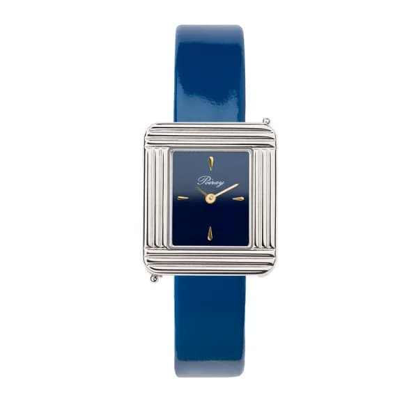 Poiray Montre Poiray Ma Première Mini Acier Cadran Bleu Bracelet Veau Vernis Bleu