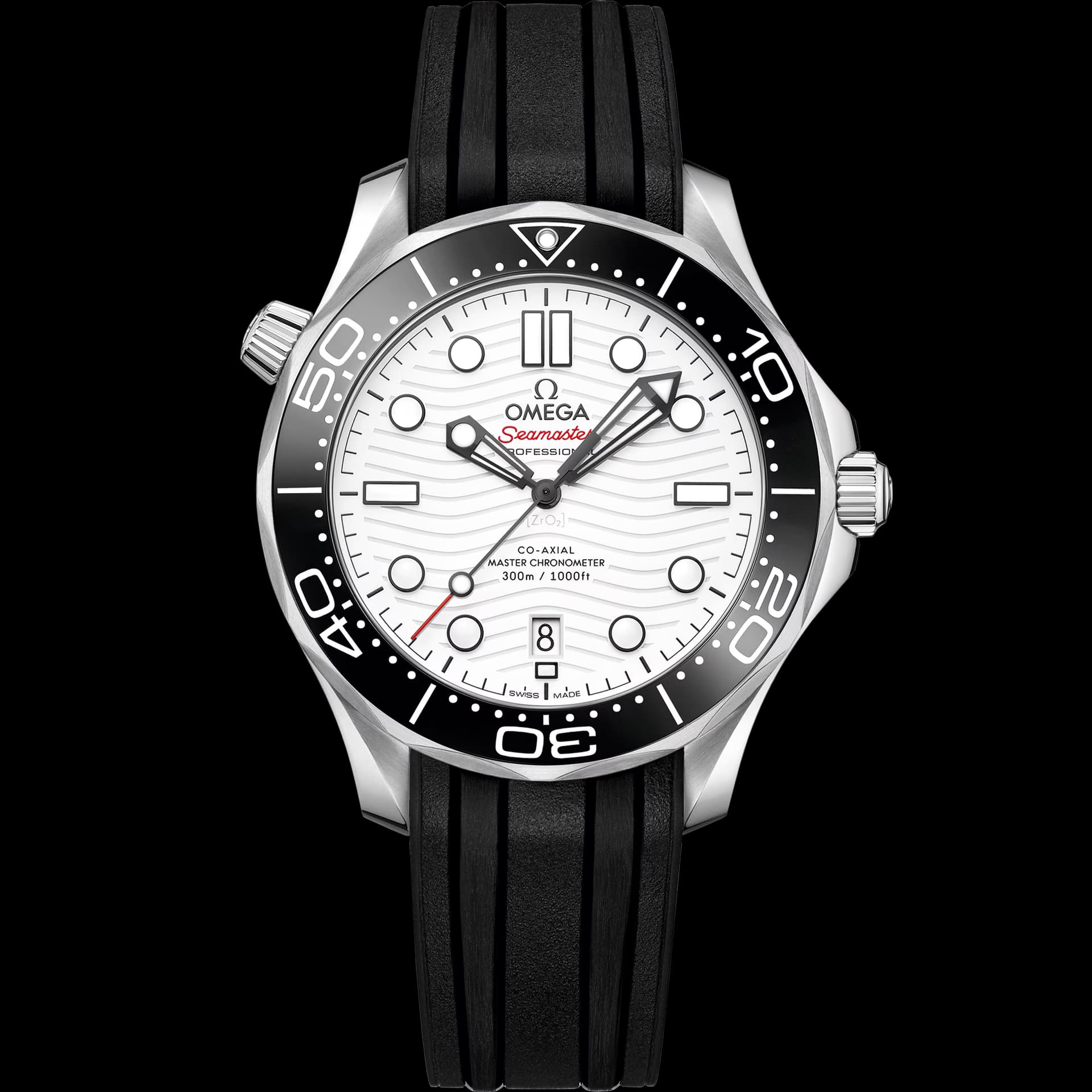 Omega Seamaster 42 mm, acier sur bracelet caoutchouc