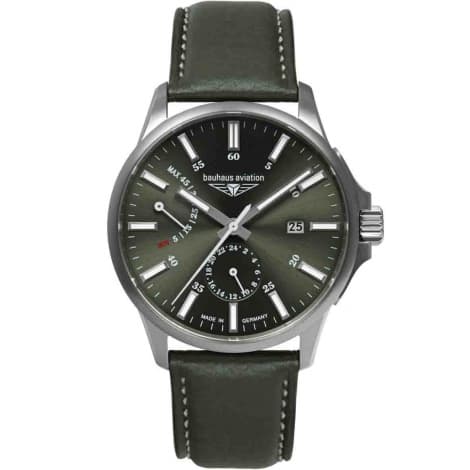 Bauhaus Montre Bauhaus Aviation Titanium Automatique Cadran Vert Bracelet Cuir - 28604
