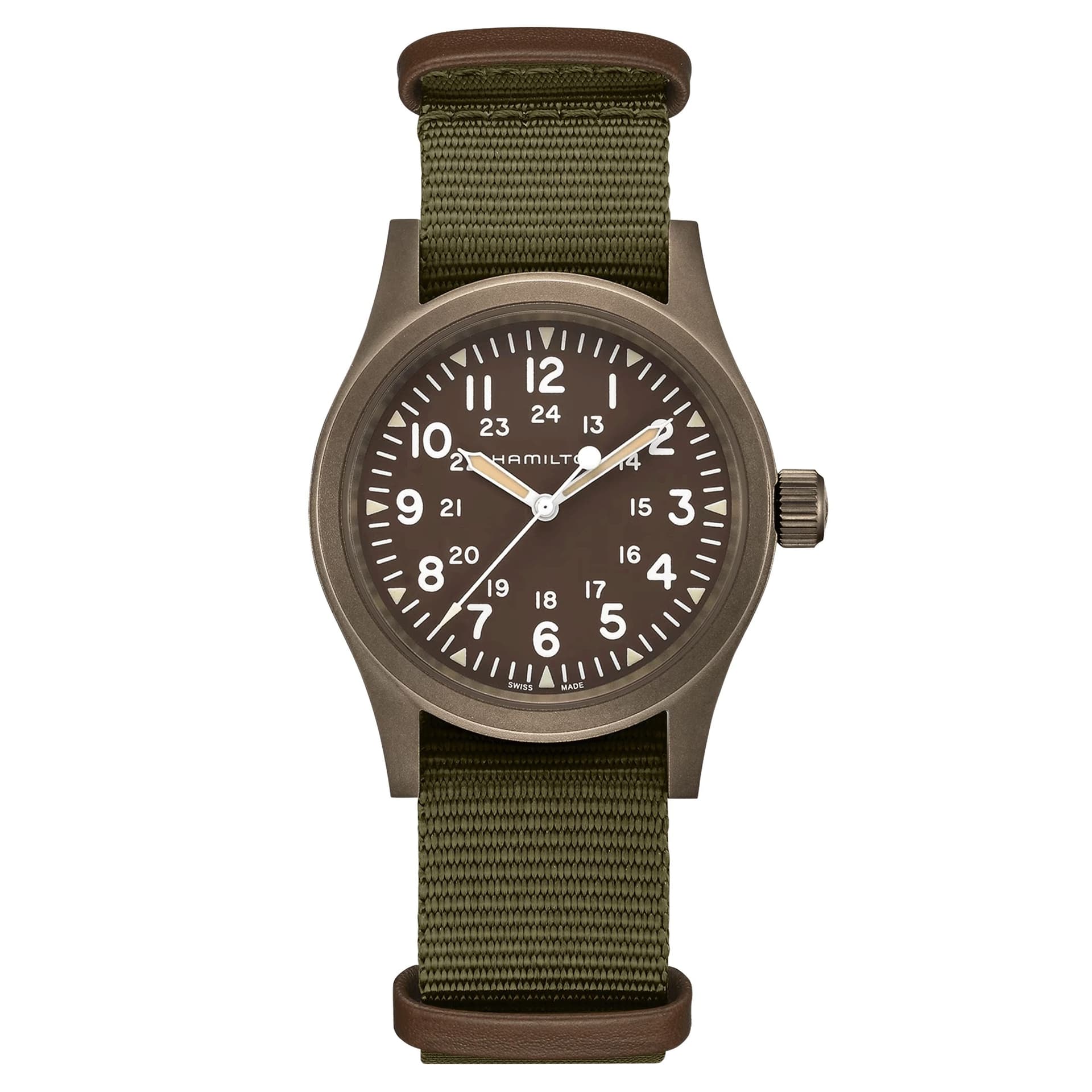 Hamilton Montre Hamilton Khaki Field Mechanical cadran kaki bracelet nato kaki 38 mm