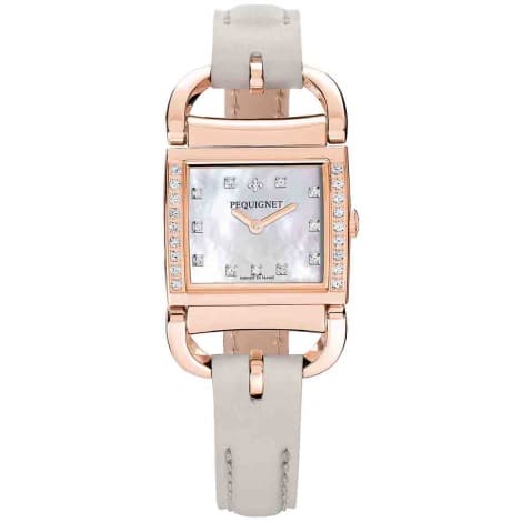 Pequignet E. Montre Pequignet Attellage Quartz - Cadran Nacre Blanc - Bracelet Beige - 5896509CD-CBE