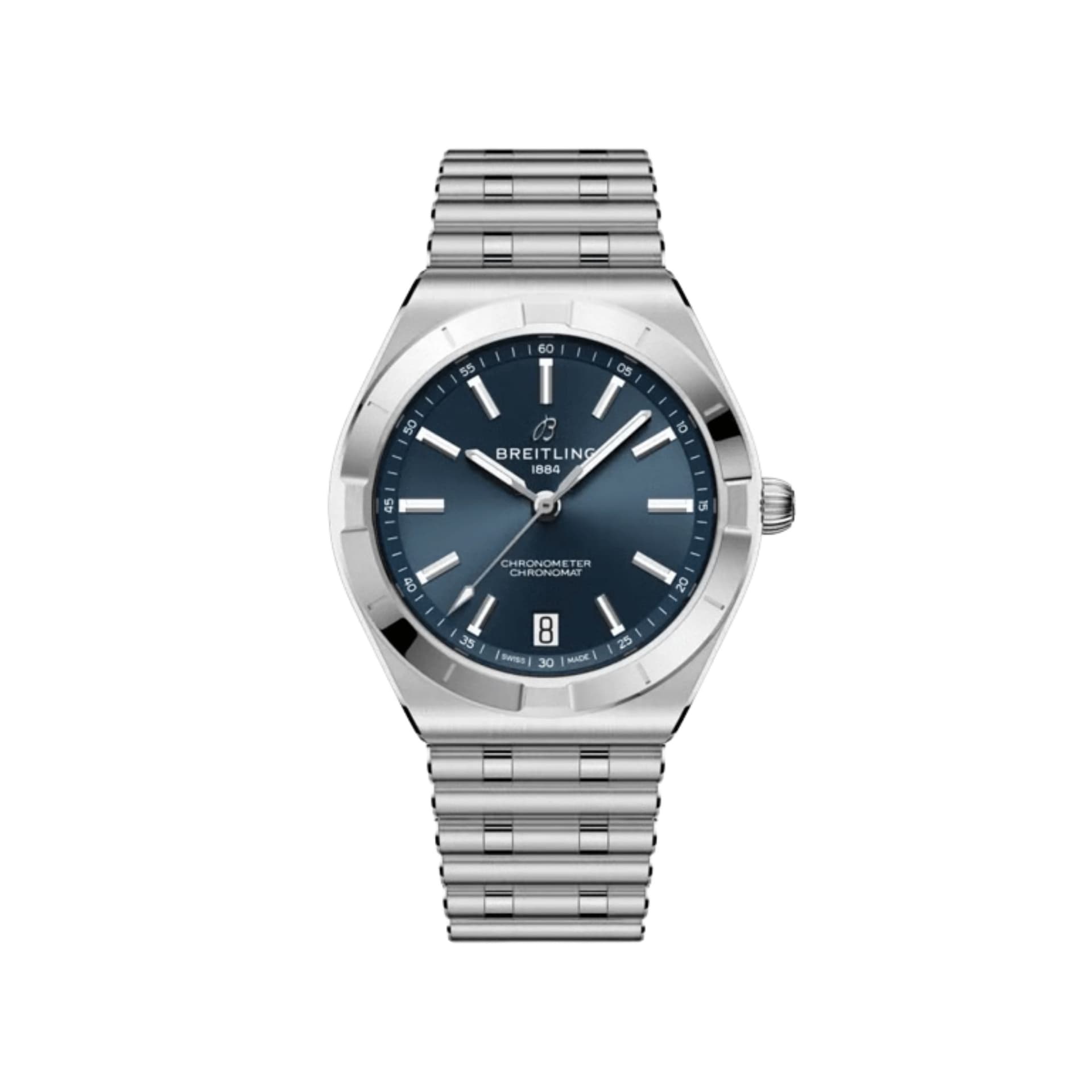 Breitling Montre Breitling Chronomat automatique cadran bleu bracelet acier Rouleaux 36 mm