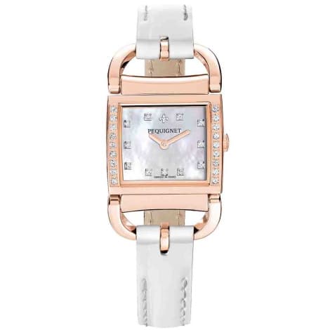 Pequignet E. Montre Pequignet Attellage Quartz - Cadran Nacre Blanc - Bracelet Blanc vernis - 5896509CD-CBV