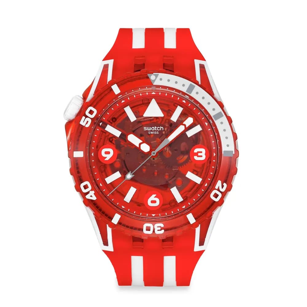 Swatch Montre quartz Mixte Scubaqua Rouge