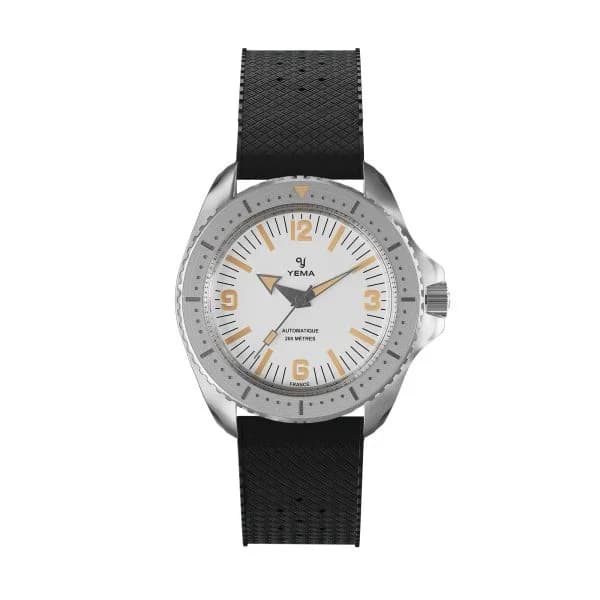 Yema Montre Yema Diver Cadran Blanc Bracelet Caoutchouc
