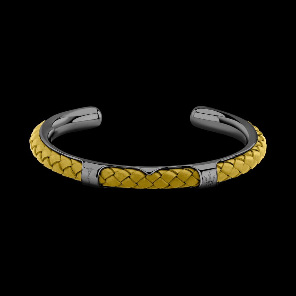 Maserati Bracelet jonc Mixte Leather Anthracite, Jaune