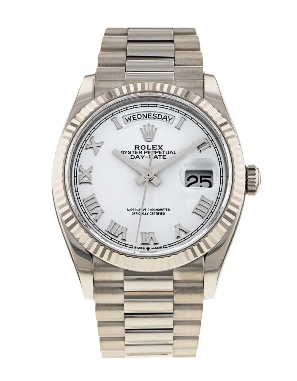 Rolex Day-Date 36 — boîtier or blanc