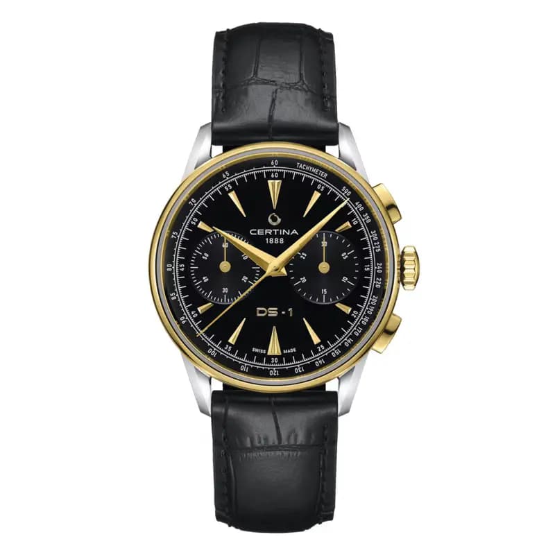 Certina Montre Certina DS-1 Chrono Auto Cadran Noir Bracelet Cuir