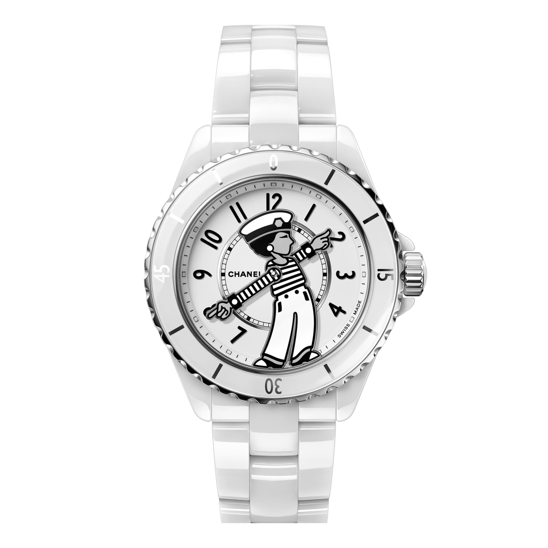 Chanel Montre CHANEL Mlle J12 la Pausa automatique cadran blanc bracelet céramique 38 mm