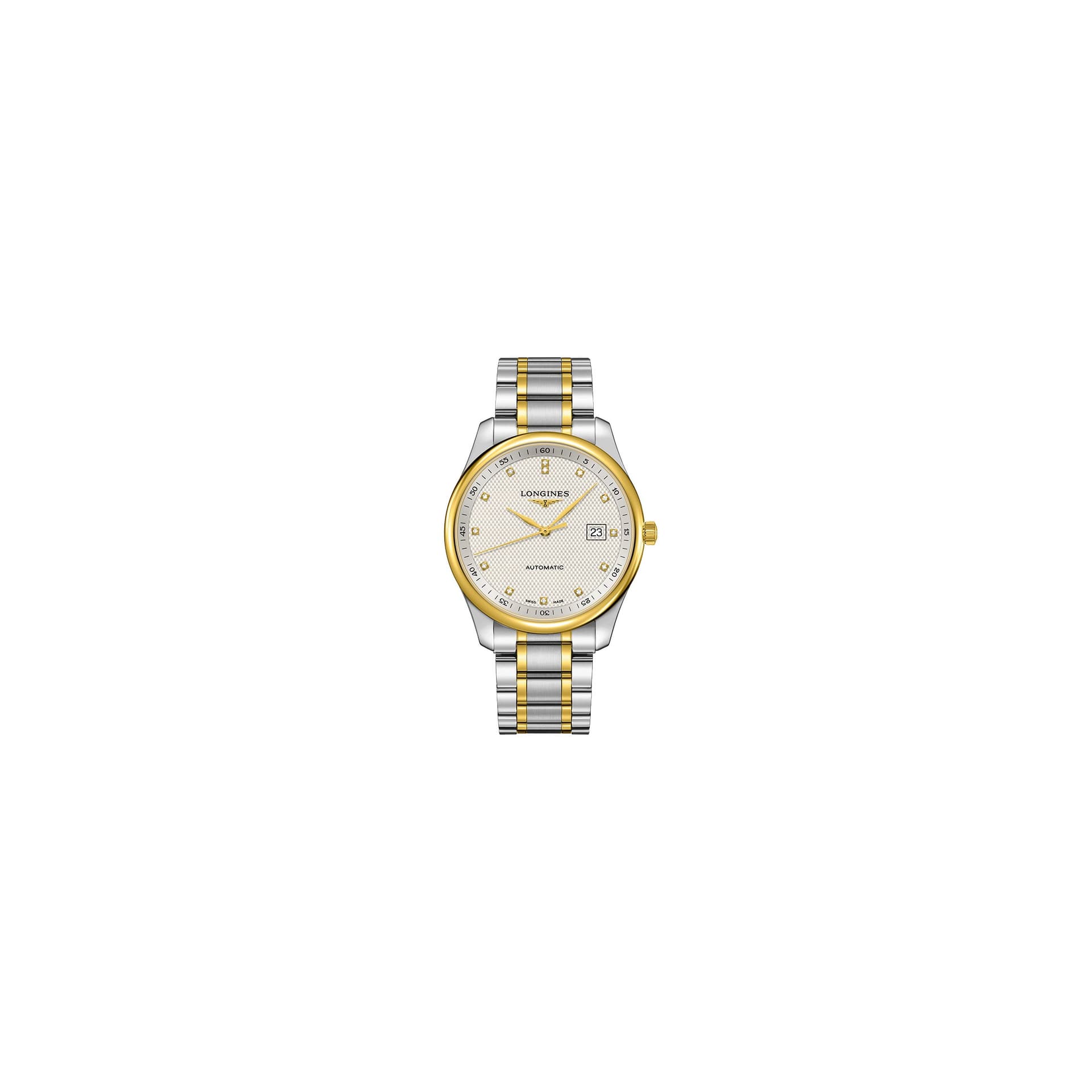 Longines Montre Longines Master Collection 42 mm Automatique Cadran Argenté Bracelet Acier et coiffe en or jaune