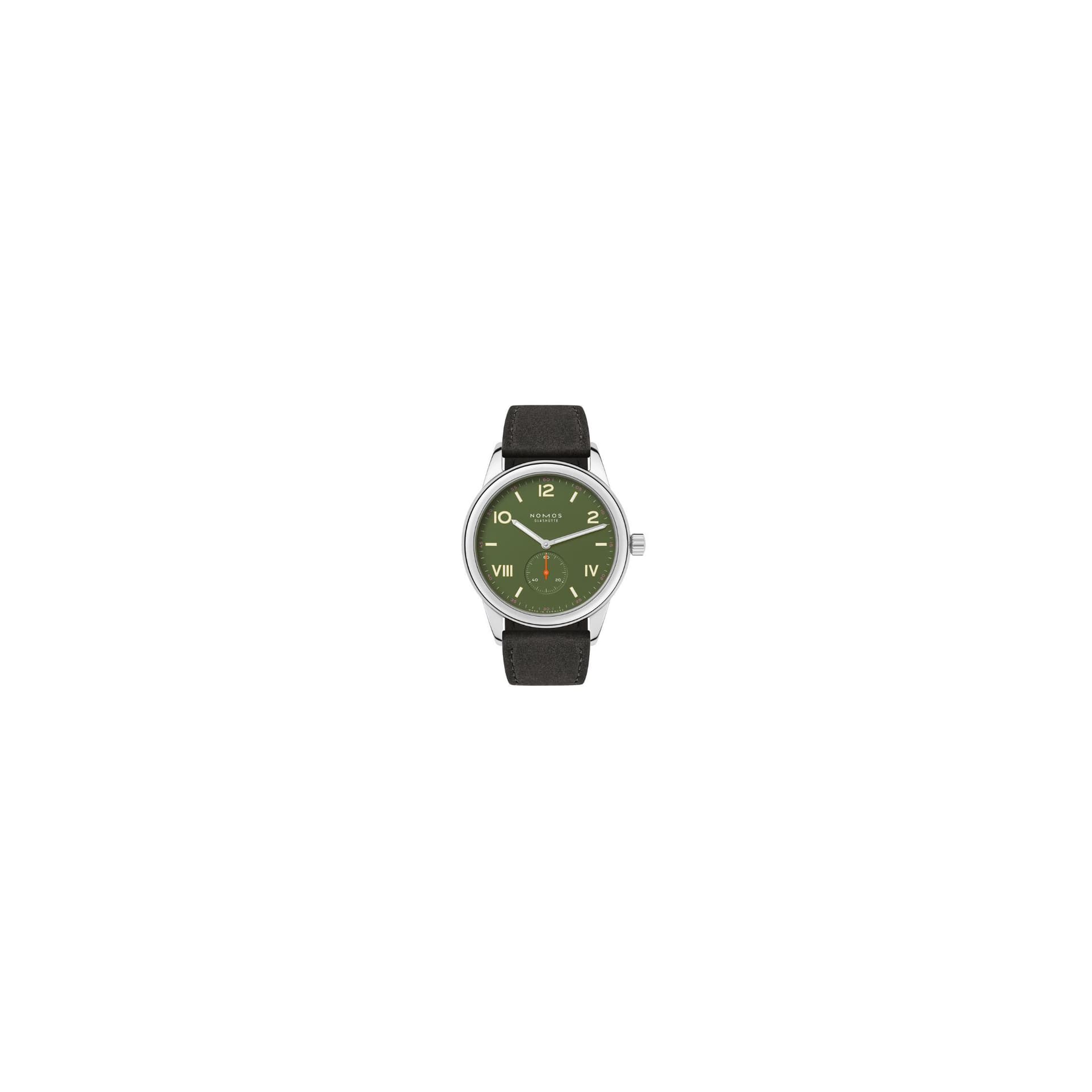 Nomos Montre NOMOS Club Campus All Olive mécanique fond saphir cadran vert bracelet velours anthracite 38 mm