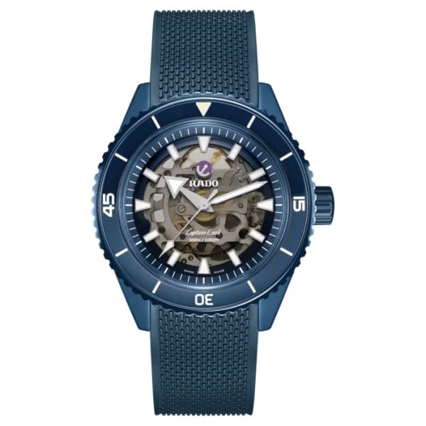 Rado Montre Rado Captain Cook High-Tech Ceramic Skeleton Bracelet Caoutchouc Bleu