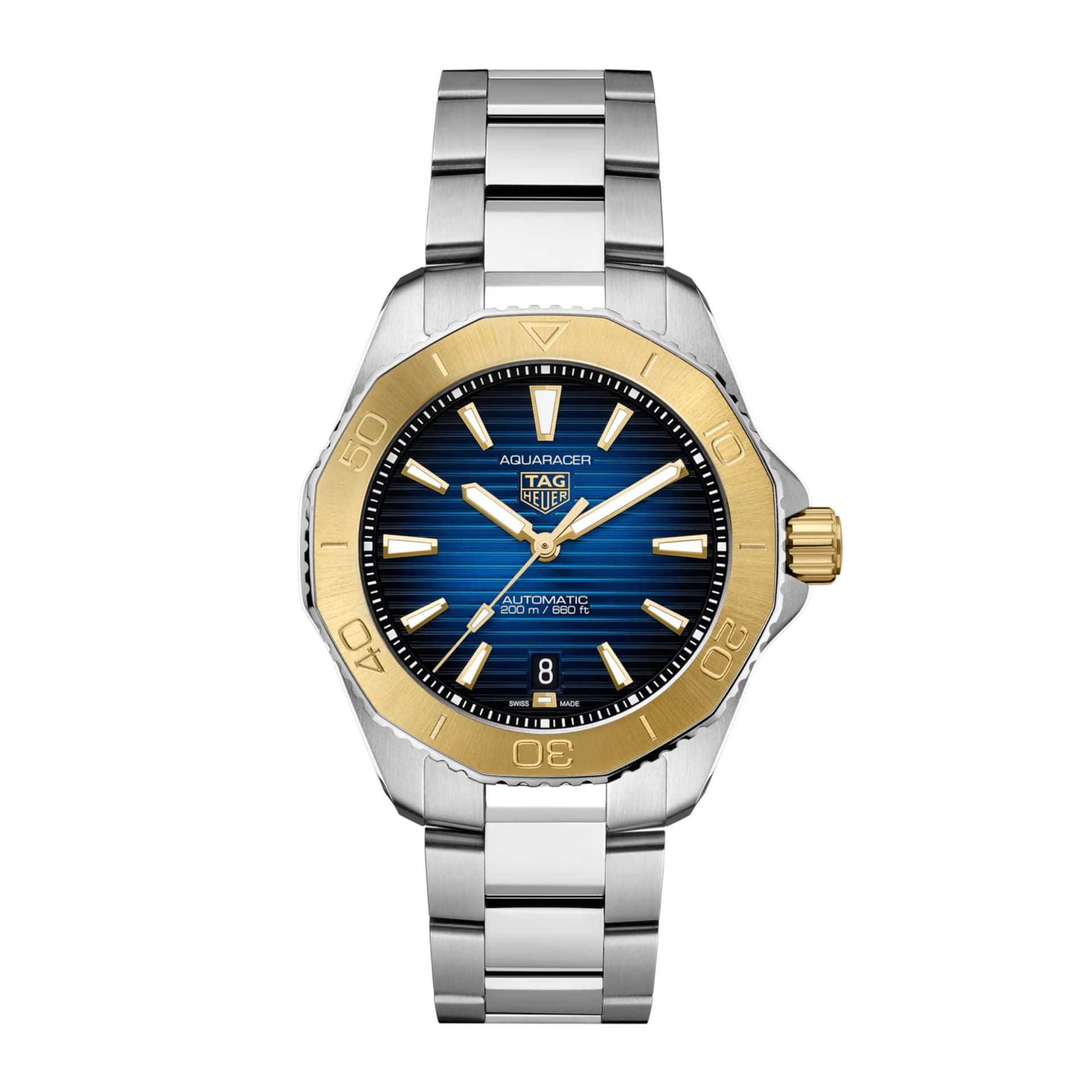 TAG Heuer Montre TAG Heuer Aquaracer Professional 200 automatique Or jaune cadran bleu bracelet acier 40 mm