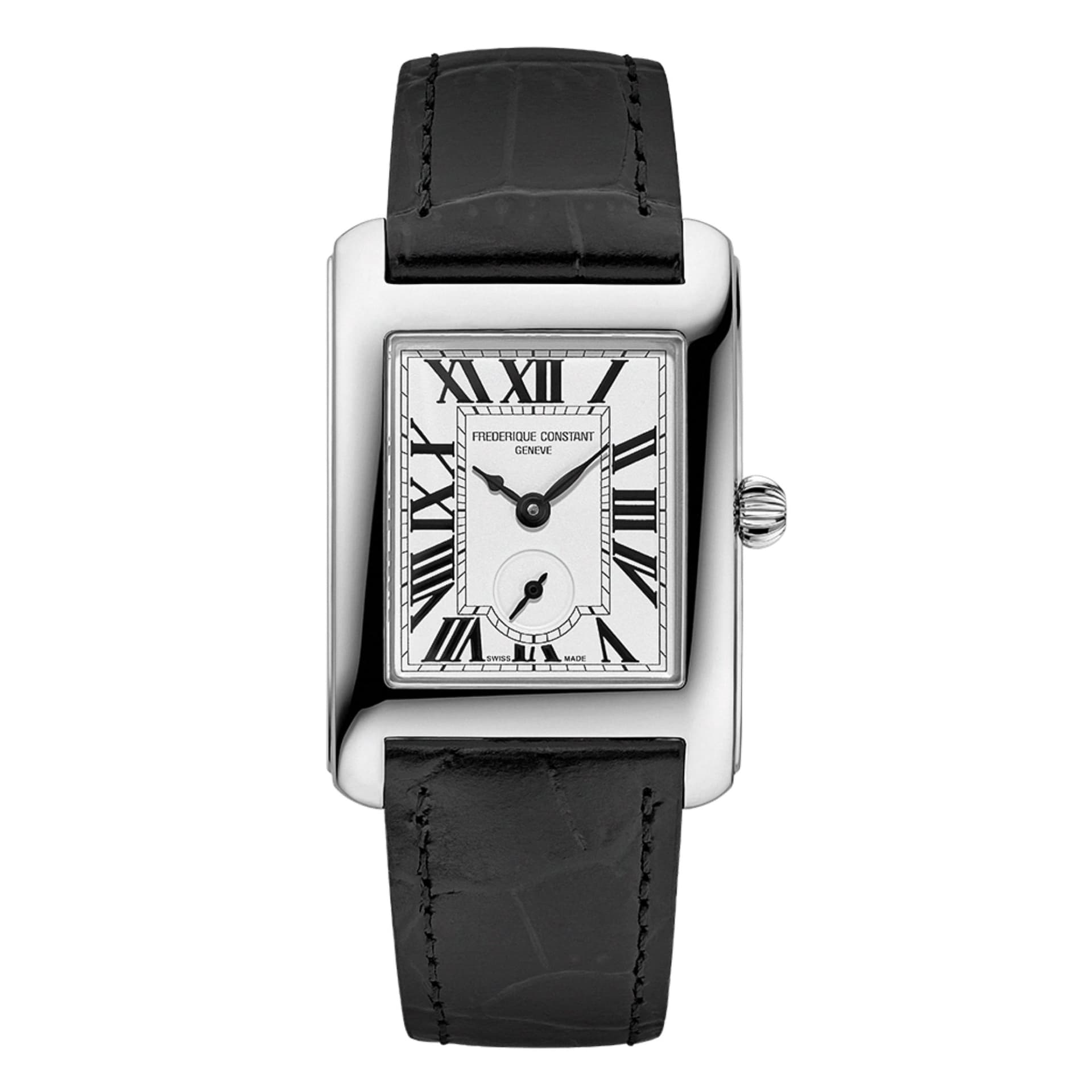 Frédérique Constant Montre Frédérique Constant Classics Carrée Small Seconds quartz cadran argenté bracelet cuir 36 x 25,20 mm