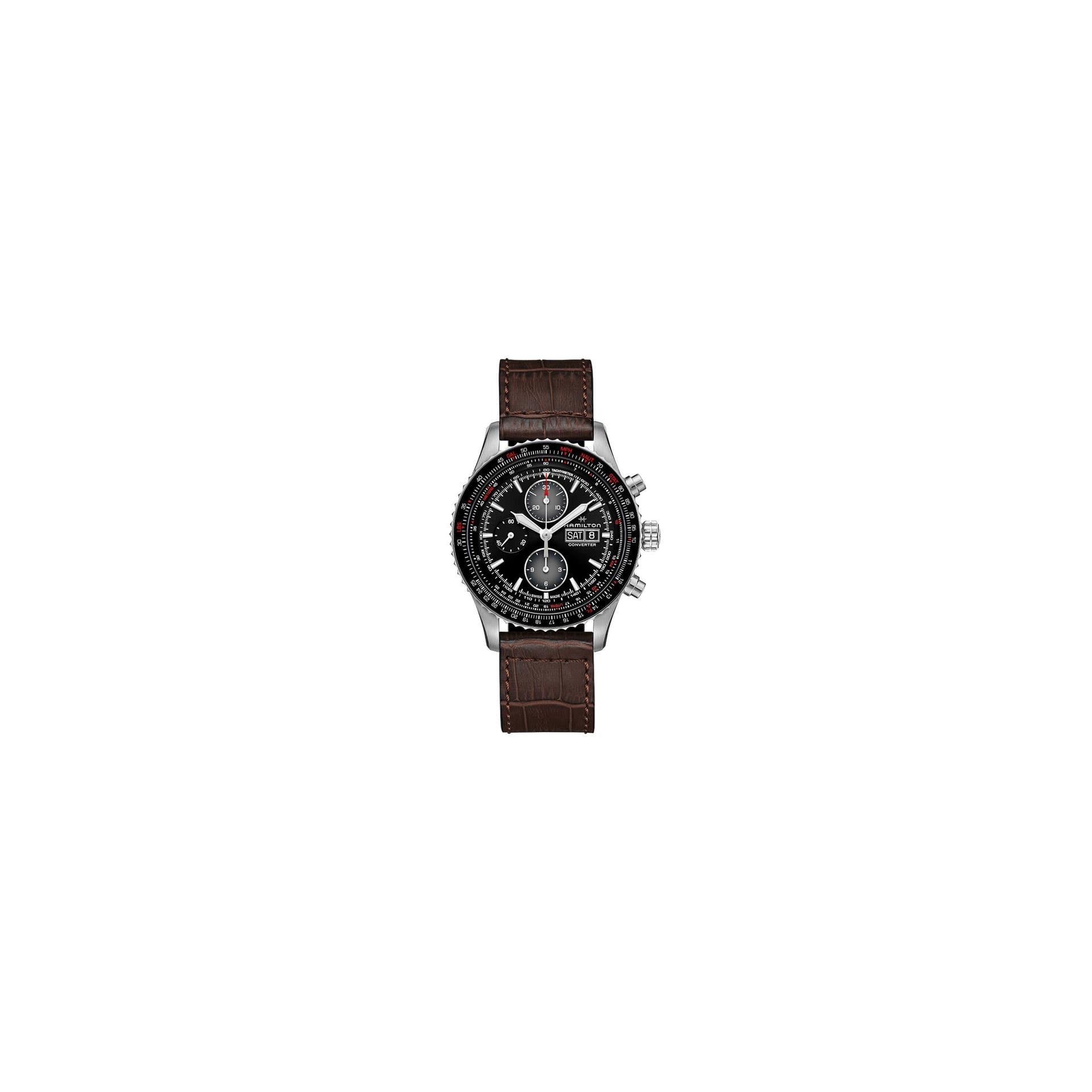 Hamilton Montre Hamilton Khaki Pilot Converter automatique chronographe bracelet cuir 44 mm